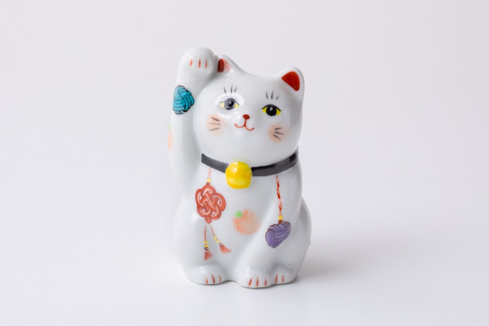 招き猫　水引-結-黒