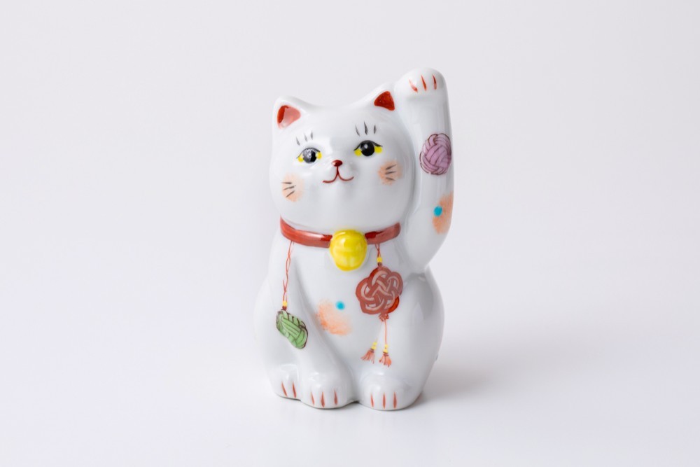 招き猫　水引-結-赤