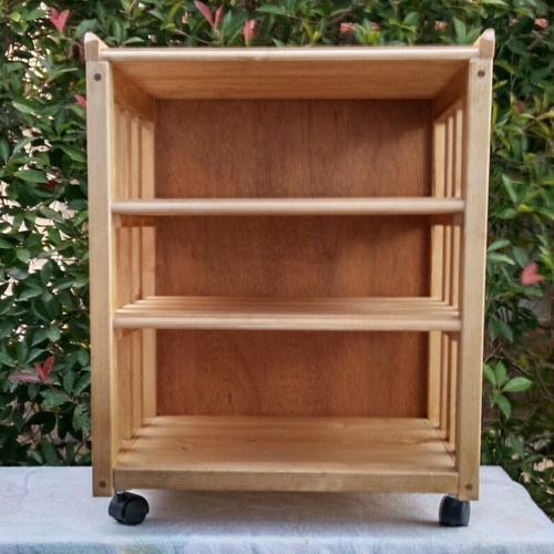 No22【天板枠・背板あり】ワゴン、シェルフ、棚、キャスター付き、天然