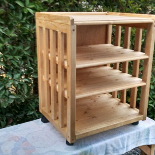 No22【天板枠・背板あり】ワゴン、シェルフ、棚、キャスター付き、天然