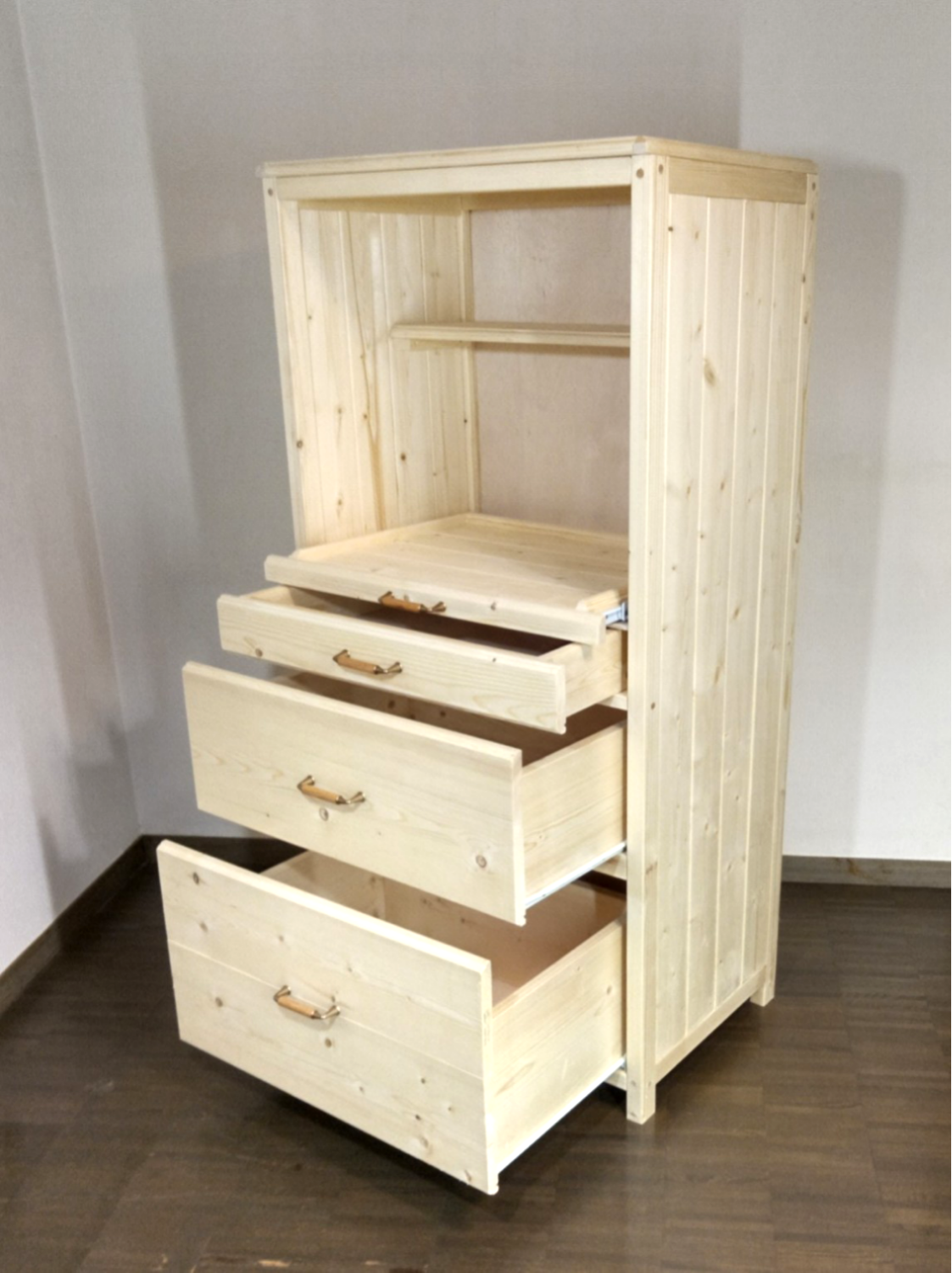 No43【✴️キッチンの大黒柱】キッチンキャビネット、天然木、無垢、高さ136cm