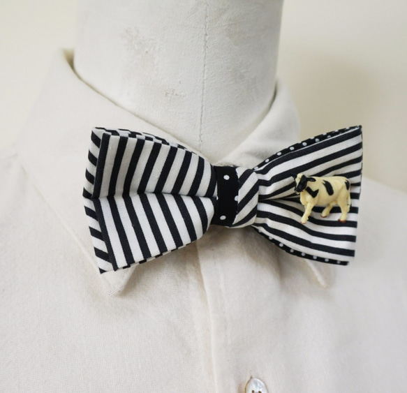 2WAY BOWTIE(stripe*border-cow) 1枚目の画像