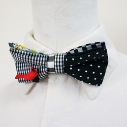 2WAY BOWTIE(dot*check-cardinal) 3枚目の画像