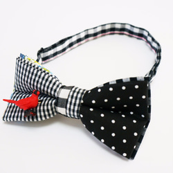 2WAY BOWTIE(dot*check-cardinal) 4枚目の画像