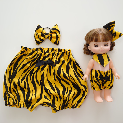 ハロウィン コスプレ 26cmドール 子供 お揃い 鬼のパンツ リボン 