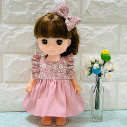 ピンク花柄　ドール服　26cm  ワンピース 1枚目の画像