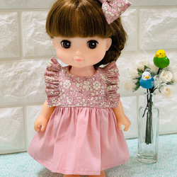 ピンク花柄　ドール服　26cm  ワンピース 2枚目の画像