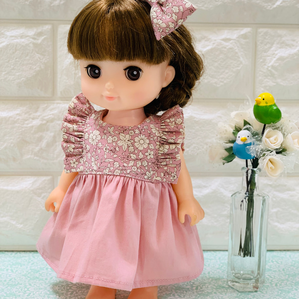 ピンク花柄　ドール服　26cm  ワンピース 3枚目の画像