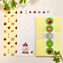 レターセット「りんご」北欧水彩画 便箋 リンゴ バースデーカード