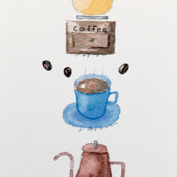 ☕️3枚セット「coffee」北欧水彩画イラストポストカード　北欧インテリア　コーヒー　珈琲☕️ 2枚目の画像
