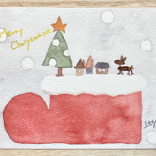 3枚セット「大きなクリスマスブーツ」北欧水彩画イラストポスト 3枚セット「大きなクリスマスブーツ」北欧水彩画イラストポスト