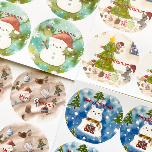 ホワイトクリスマス Merry Christmas シール 30枚 ホワイトクリスマス Merry Christmas シール 30枚