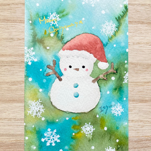 クリスマス 水彩画 雪だるま - メルカリ