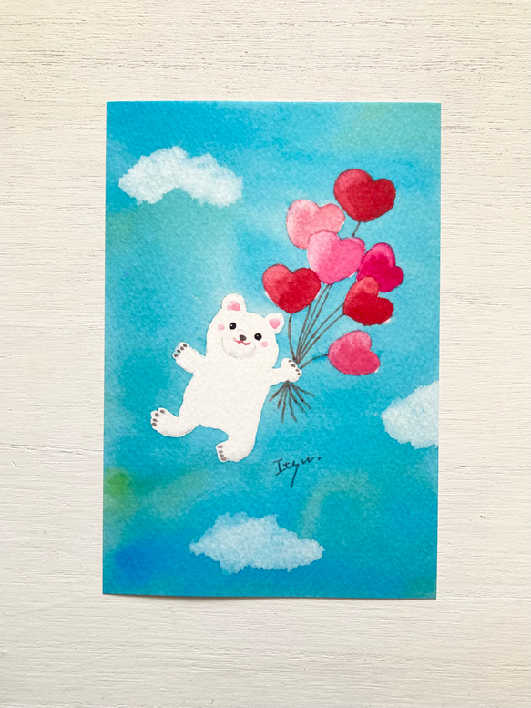 風とハミングする綿毛 (sizeポストカード)水彩画 原画 風と