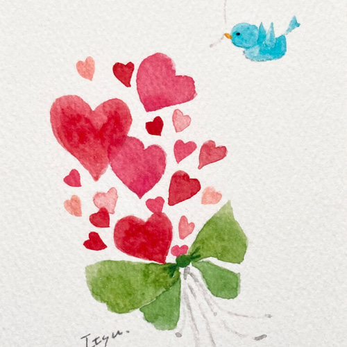 透明水彩画「さくら遊び」2枚セット イラスト ミニカード 桜
