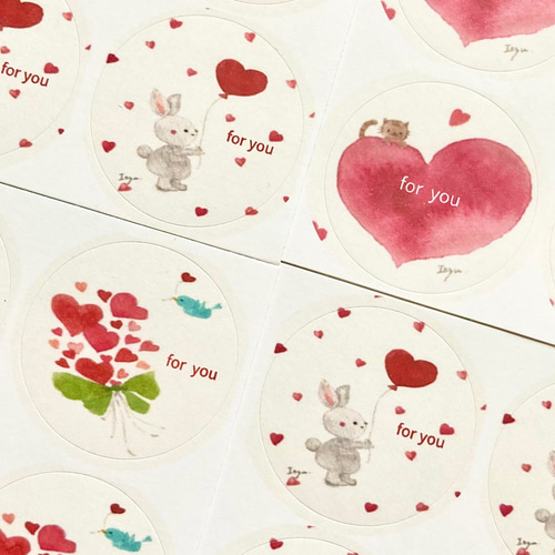 N1168ハッピーバレンタインと春桜　大サイズ　水彩画 N1168ハッピーバレンタインと春桜 大サイズ 水彩画