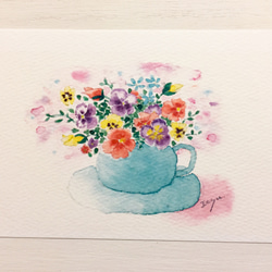 3枚セット「彩りパンジー」水彩画イラストポストカード　春　花　メッセージカード　ビオラ 1枚目の画像