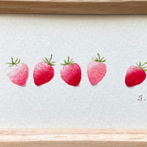 絵画　苺 油絵】水に落ちる苺 (Drawing a realistic strawberries falling