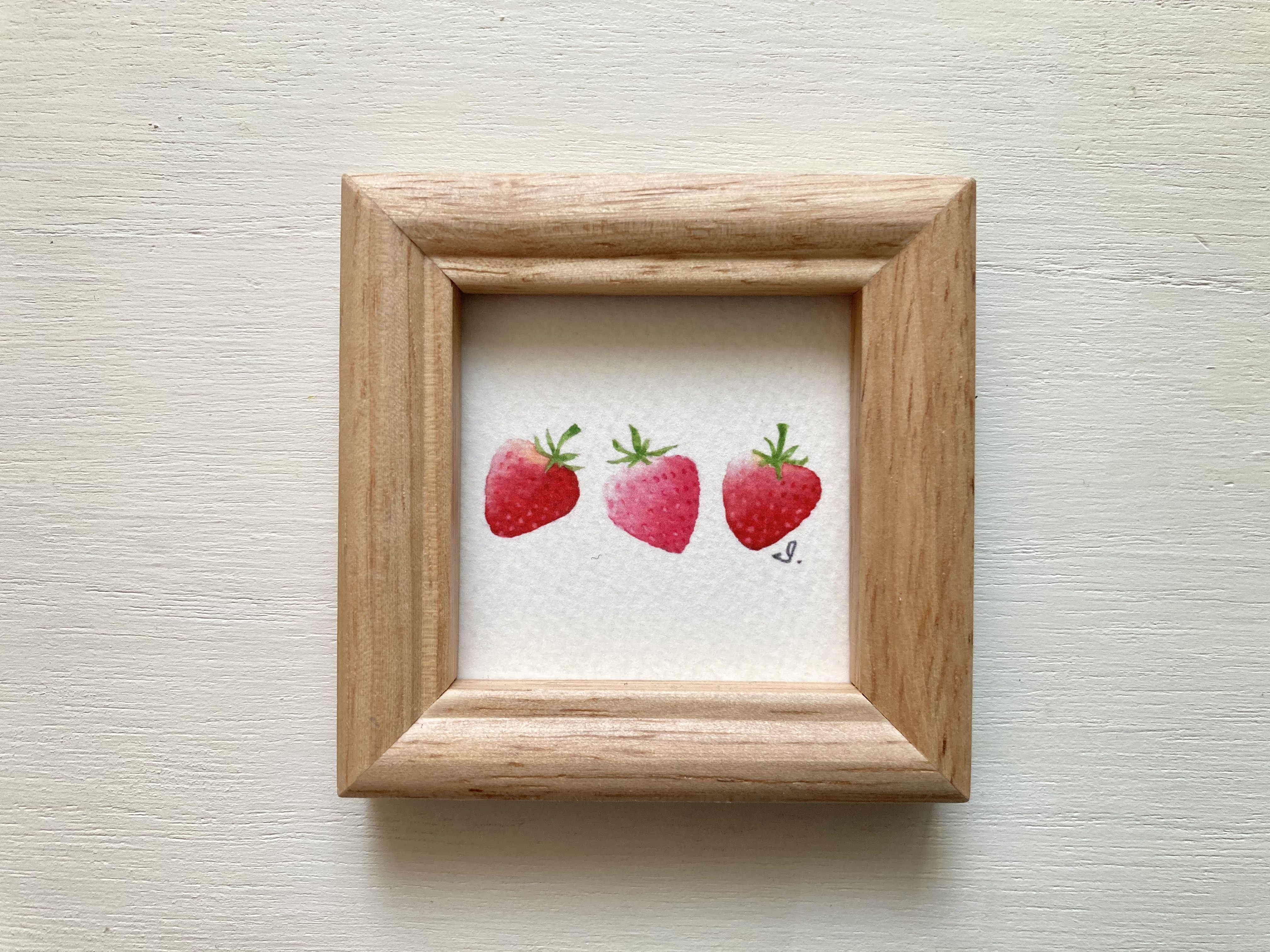 Fany Perret　絵画　絵　イチゴ　いちご　苺 イチゴの絵画 オリジナル絵画 イチゴアートワーク 油絵 15*20cm