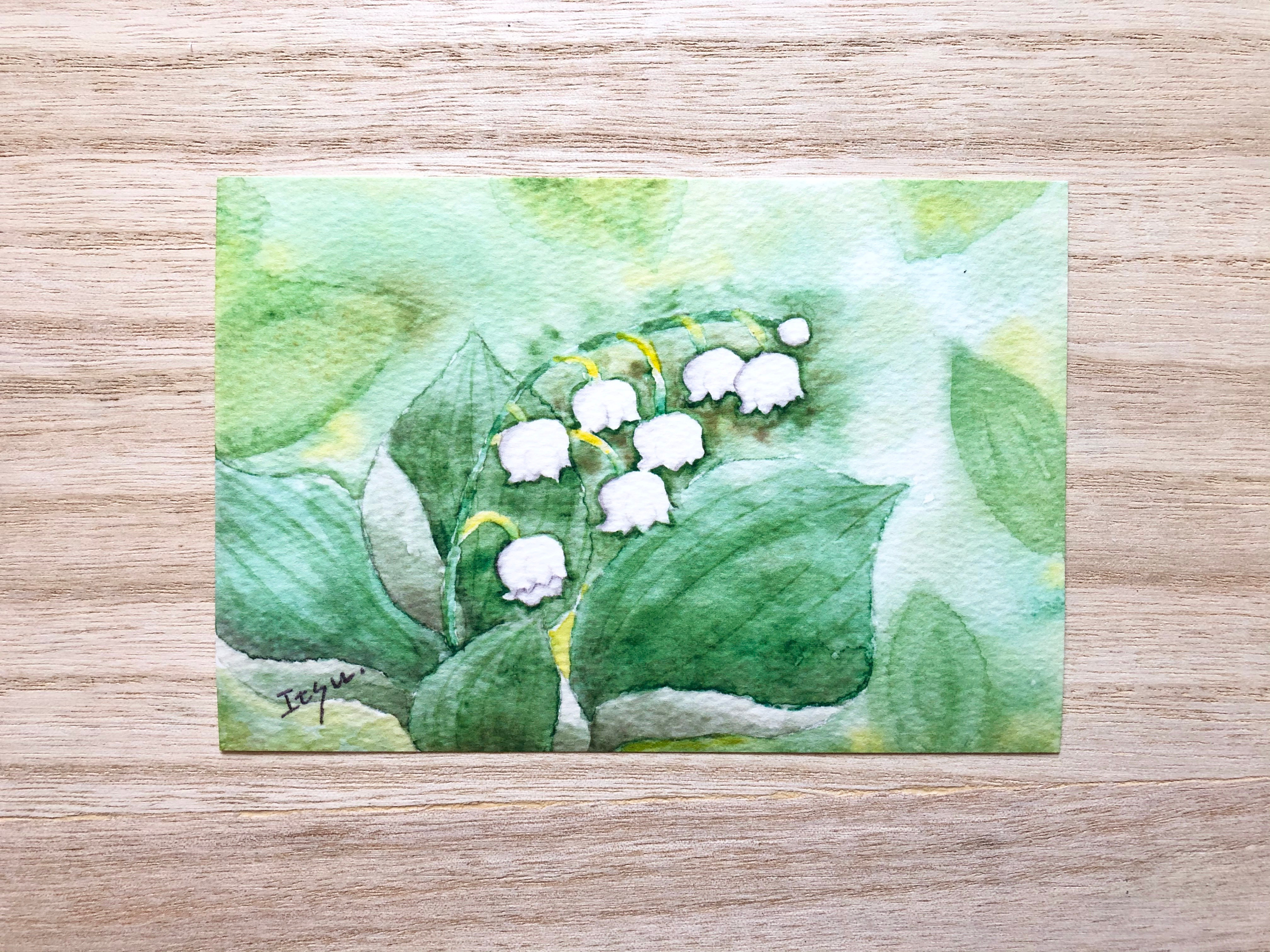 絵画 原画一点物 アート 壁掛け ポストカード 韓国 花 植物 イラスト