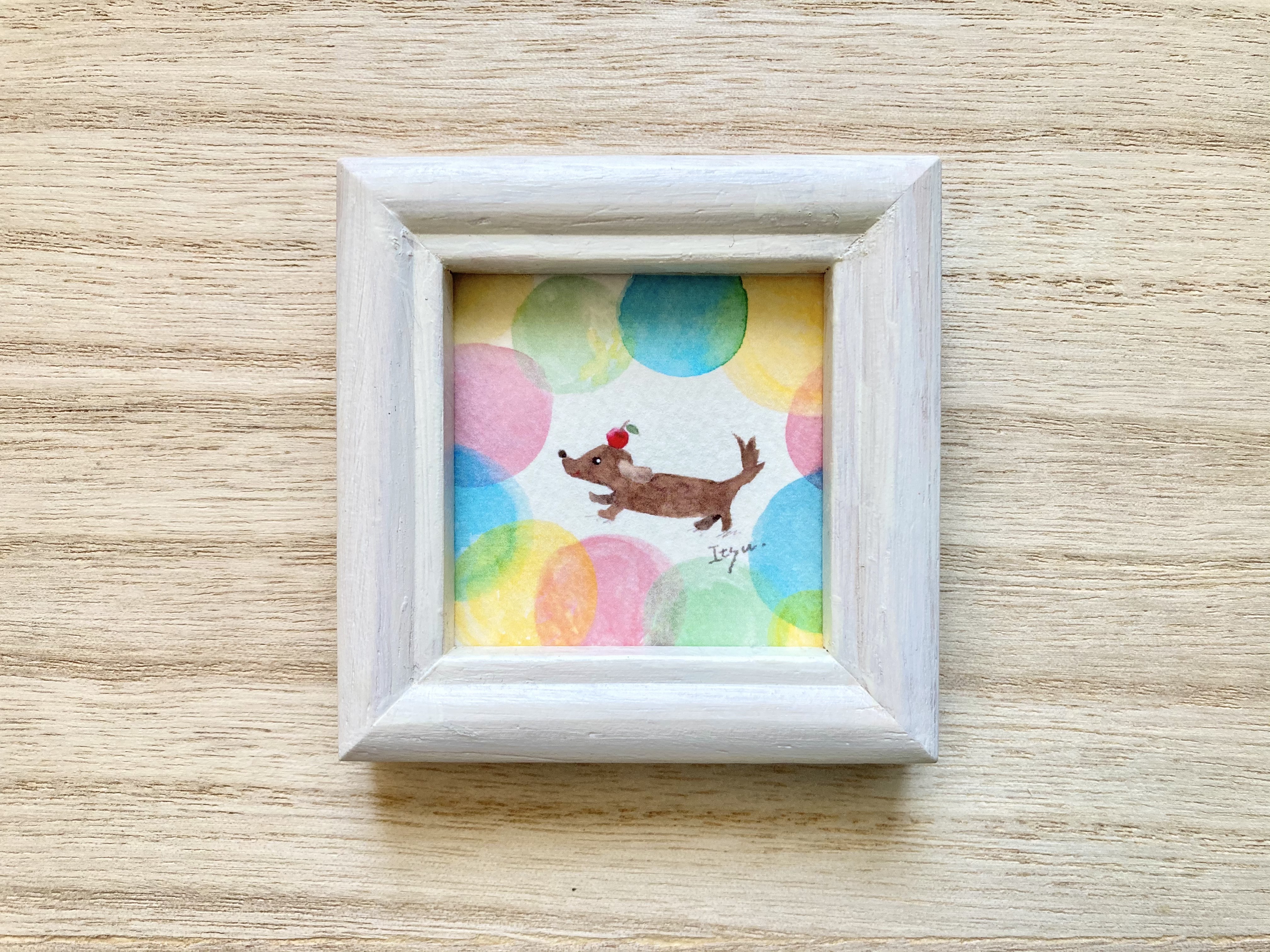 ミニチュアダックスフント油絵 8 号 額付 ミニチュアダックスフント油絵 8 号 額付 美術品・アンティーク