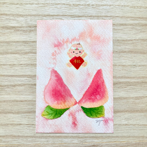 3枚セット「桃太郎」水彩画イラストポストカード 端午の節句 五月人形