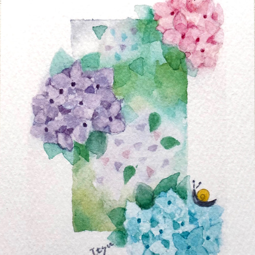 【​限​定​販​売​】 透明水彩画『紫陽花と観る人達』 （教室での 絵画