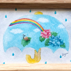 「雨のち晴れ」水彩画イラスト　ミニ額　プチギフト  母の日　父の日　紫陽花　梅雨　虹 4枚目の画像