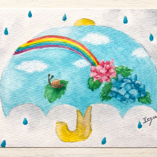 3枚セット「雨のち晴れ」水彩画イラストポストカード 紫陽花 3枚セット「雨のち晴れ」水彩画イラストポストカード 紫陽花