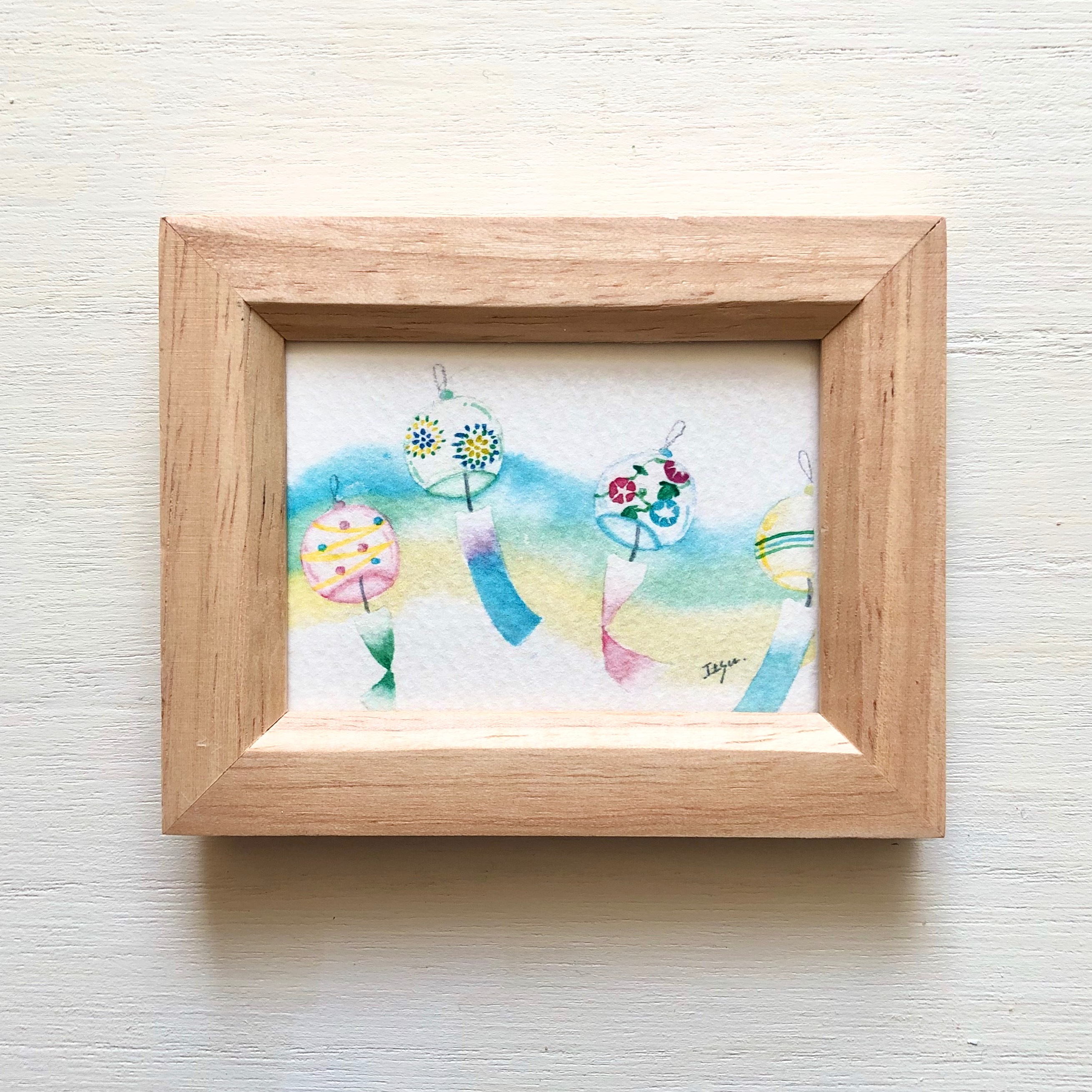 額装済み 水彩画 公園の子供たち