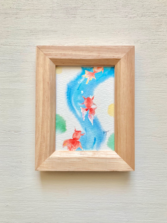 魚の水彩画額縁付き