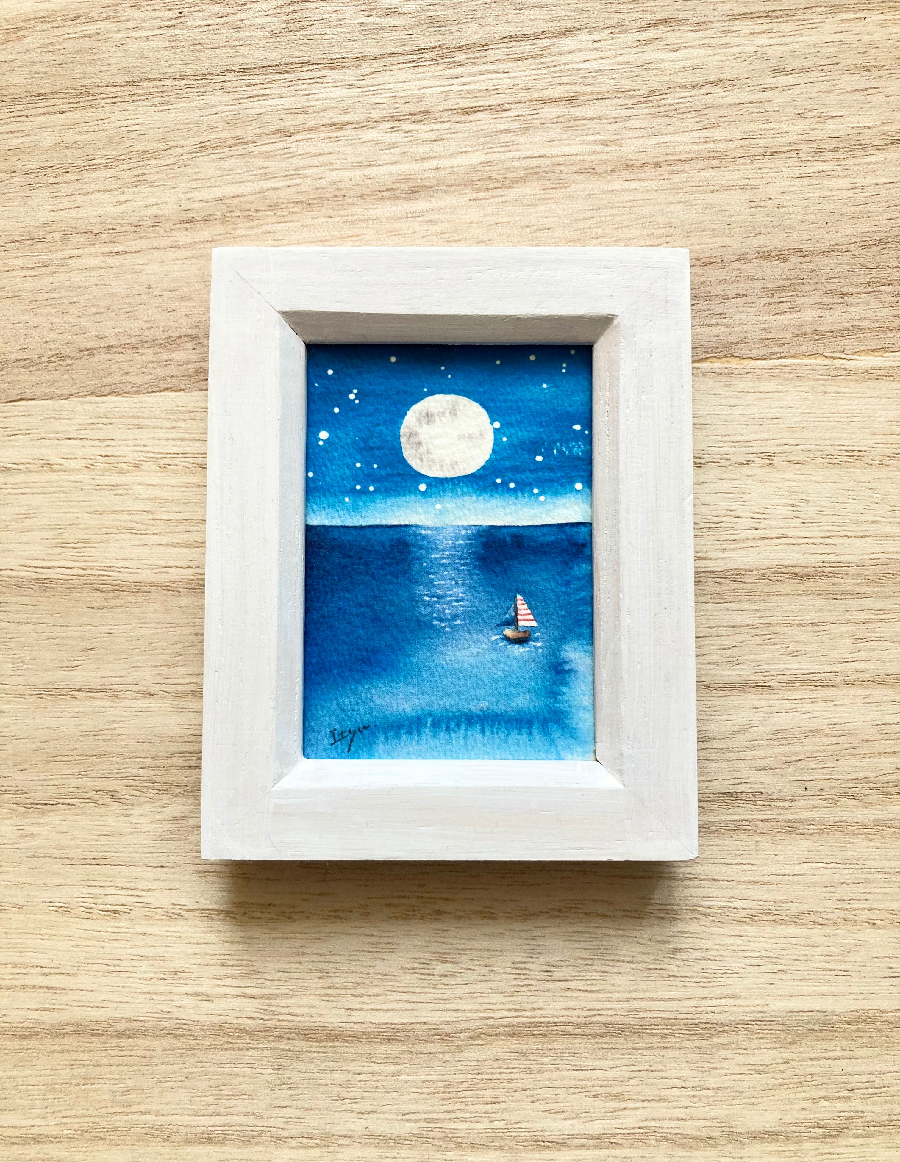 最終決算 1138 星空のシーソー 額入り水彩画 絵画