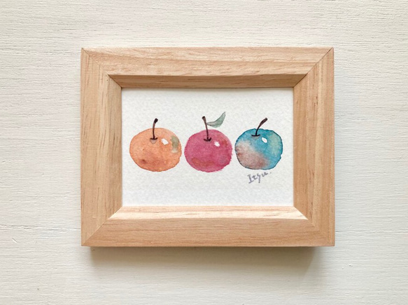 絵画 油絵 原画 北欧 フルーツ リンゴ ピンク アート インテリア