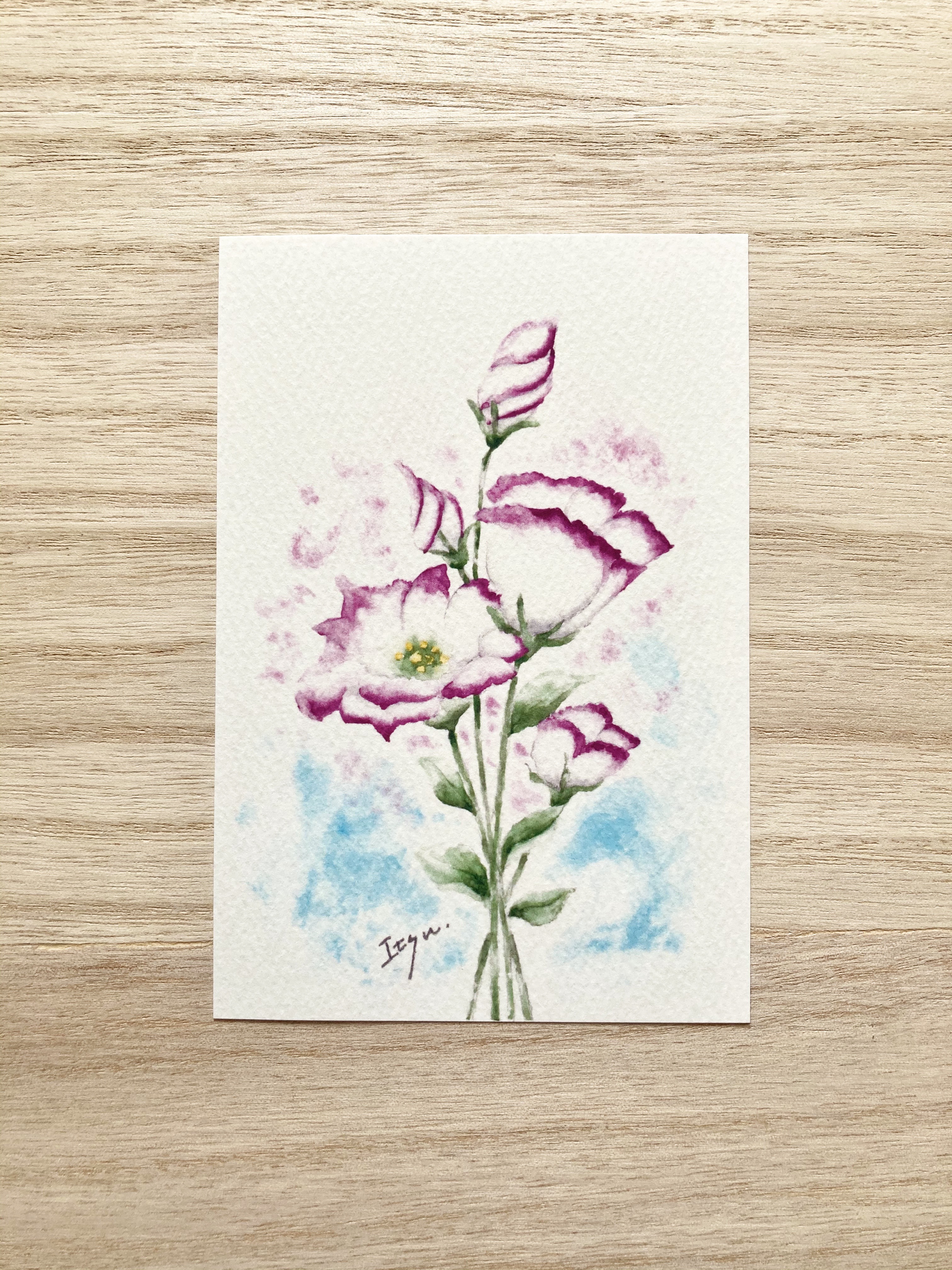 水彩画の花 キキョウ、フレーム付き 水彩画の花 キキョウ、フレーム付き 桔梗の花／フレームイラスト - No