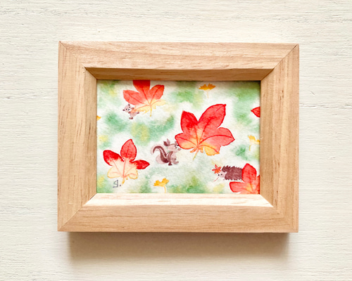 秋と奏でる　透明水彩画　ゴールドの額入り 秋と奏でる 透明水彩画 ゴールドの額入り - メルカリ