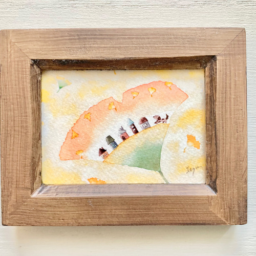親子で散歩 額縁入り 絵画