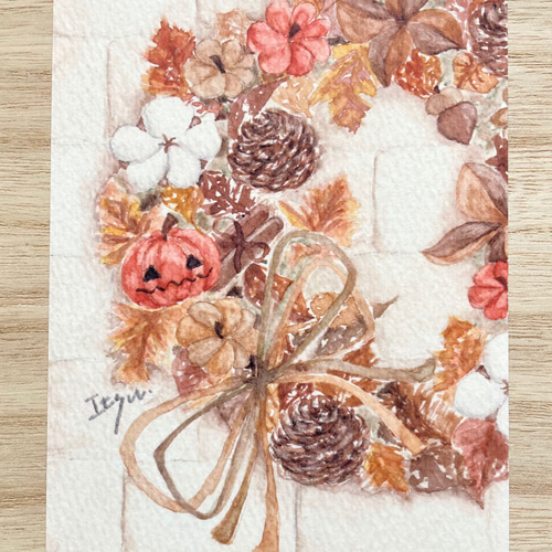 透明水彩画3枚セット「アンティークハロウィン」北欧イラストポスト 