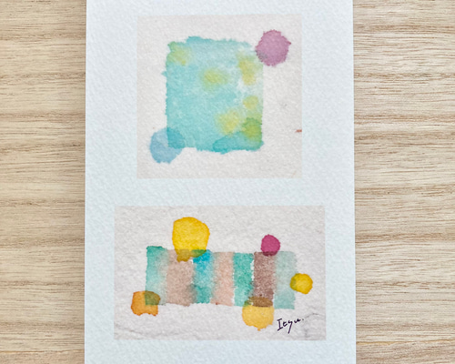 抽象水彩画 A判四つ切りサイズ 多色 抽象水彩画 A判四つ切りサイズ 多