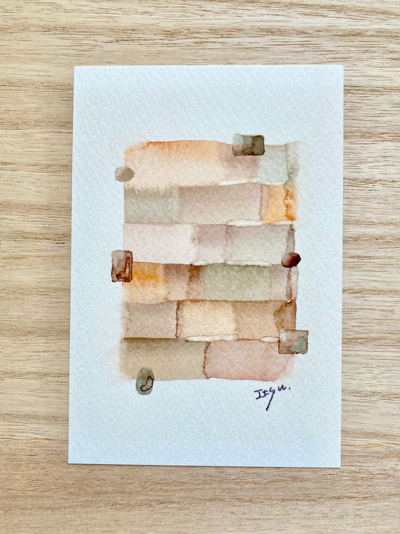 ホピ族 水彩画 サイン入り mimosaブーケ水彩画 はがきサイズ 3枚セット ポストカード aru