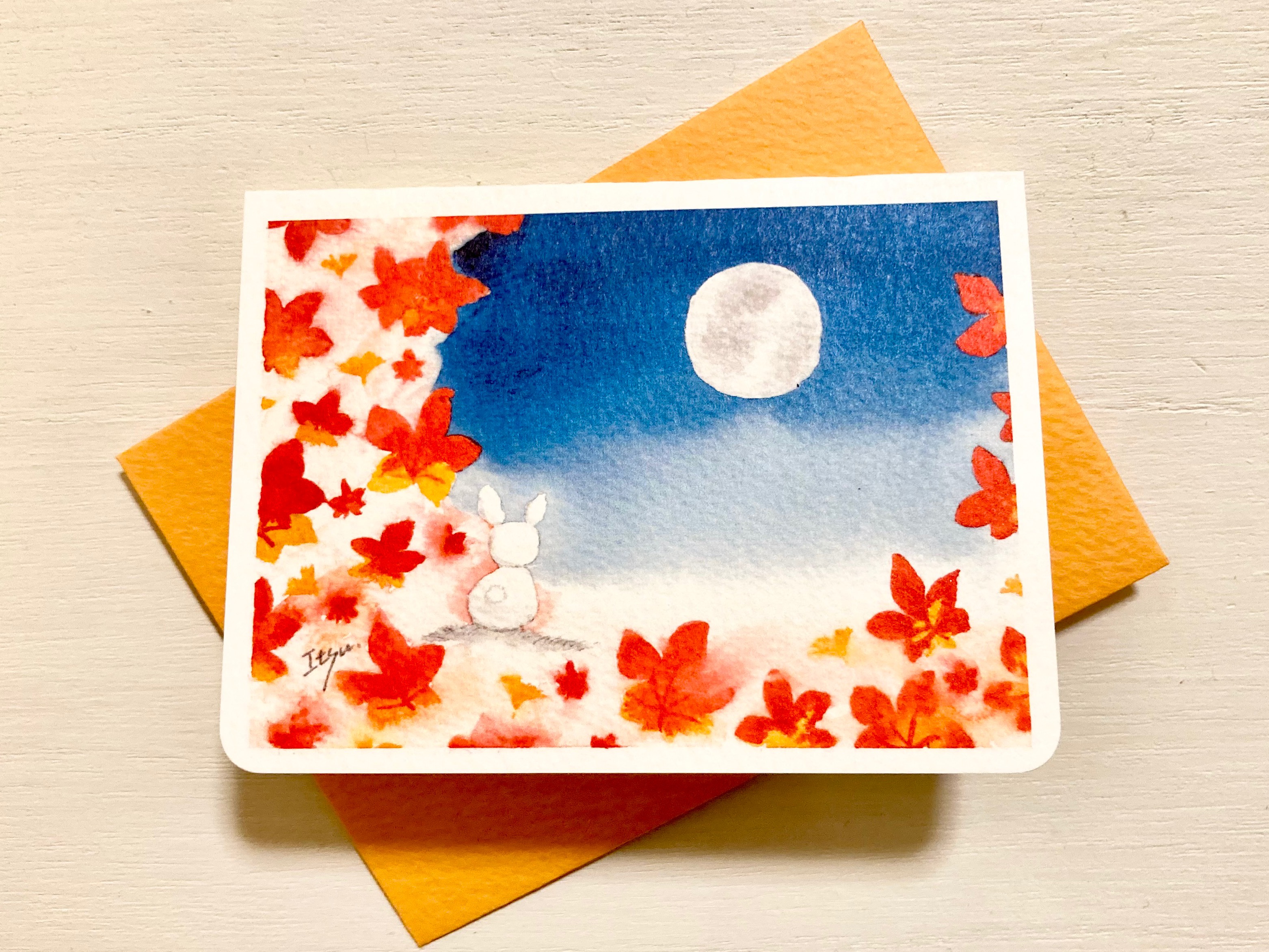 イラストオーダー＋ウサギフクロウミニ色紙 イラストオーダー＋ウサギフクロウミニ色紙