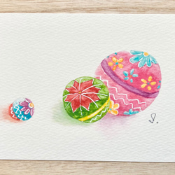 透明水彩画「手毬」イラストポストカード　3枚セット　お正月　正月飾り　年賀状　2022年年賀状 3枚目の画像