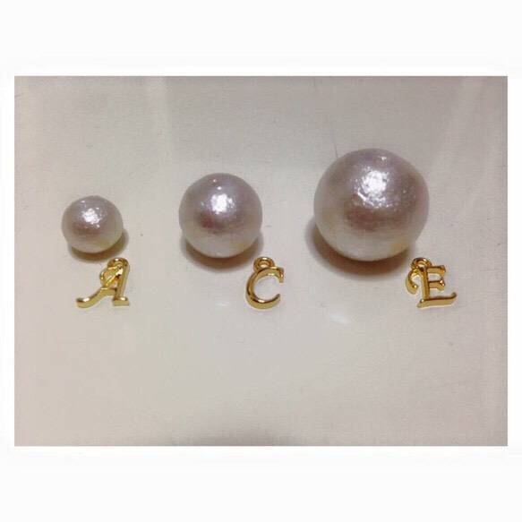 Initial Cotton pearl...16mm《earings》 3枚目の画像