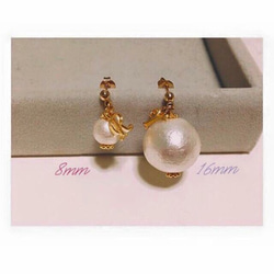 Initial Cotton pearl...16mm《earings》 4枚目の画像