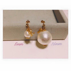 Initial Cotton pearl...8mm《earings》 2枚目の画像