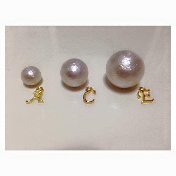 Initial Cotton pearl...8mm《earings》 3枚目の画像