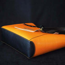 ☆大人のための本革贅沢ミニトートバッグ：マンダリンオレンジ 5枚目の画像