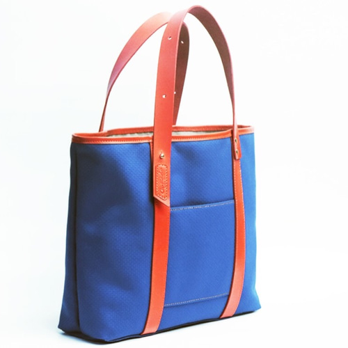 ハンドメイド　ヌメ本革　トートバック　クリーマ　ブルー　新品／未使用品　1015 本革トートバッグ（受注制作）手縫い ヌメ革 ナチュラル トート