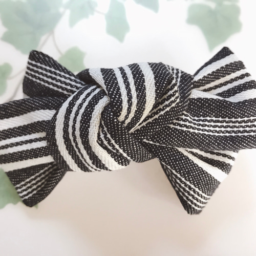 ストライプ リボンバレッタ 金具10cm バレッタ Peach&U 通販