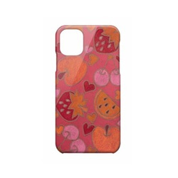 赤　手描きデザイン　選べるカラーシリーズ　アートスマホケース　　　りんご　さくらんぼ　いちご　すいか　果物 1枚目の画像