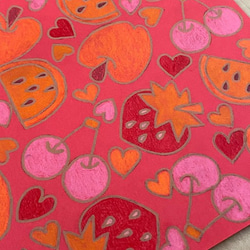 赤　手描きデザイン　選べるカラーシリーズ　アートスマホケース　　　りんご　さくらんぼ　いちご　すいか　果物 3枚目の画像
